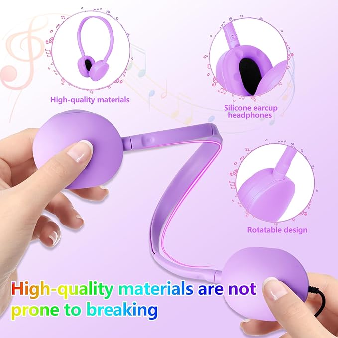 Classroom Kids Headphones Bulk 20 Pack Class Set of Headphones for Students Children Boys Girls Teen Adult,Group Learning, Computer Lab, Library, Online Lesson and Testing (10 Colors)