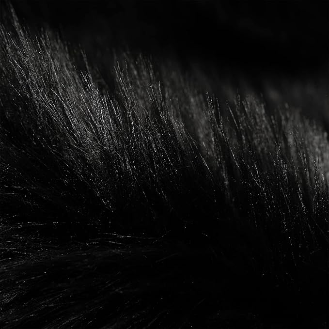 SERISSA Soft Fluffy Rug Coal Black Faux Sheepskin Fur Rug Shaggy Area Rug for Bedroom Floor Living Room 3x5 Feet