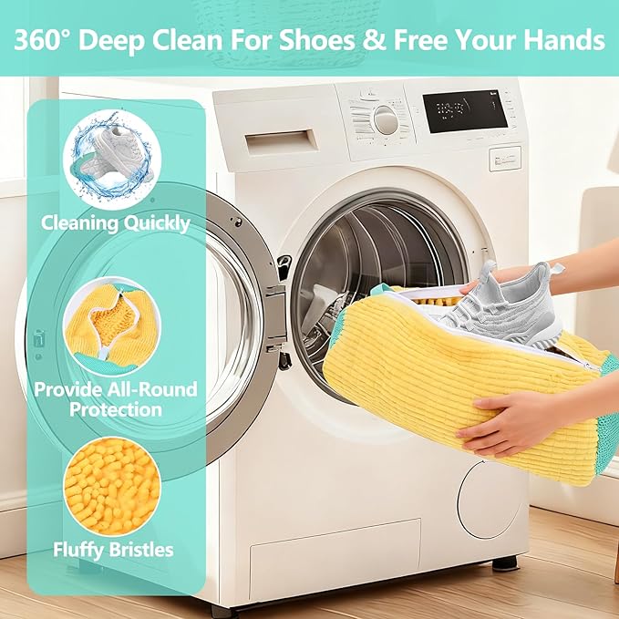 Shoe Washing Machine Bags 2Pcs, Shoe Cleaning Bag, 5-Size Laundry Bags- Reusable Washer & Dryer Safe for All Sneakers/Boots Machine Washable Laundry Kit