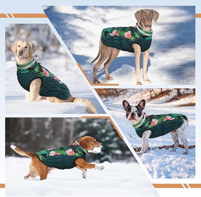 OUOBOB Dog Coats for Small Dogs, Puppy Coat, Warm Winter Jacket, XS Dog Coat with Harness Built in, Waterproof Pet Cold Weather Coats, Puppy Winter Clothes Snowsuit Chihuahua Maltese,XS