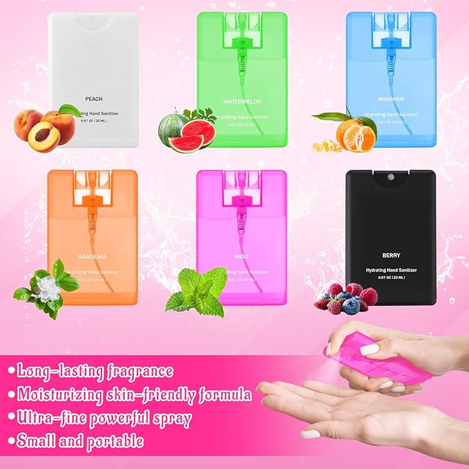 24 Pcs Hand Sanitizer Spray Bulk Travel Size Hand Sanitizer Mist Hydrating Mini Pocket Sprayer Mist Refillable Appreciation Gifts for Women Teacher Coworker New Year Gifts