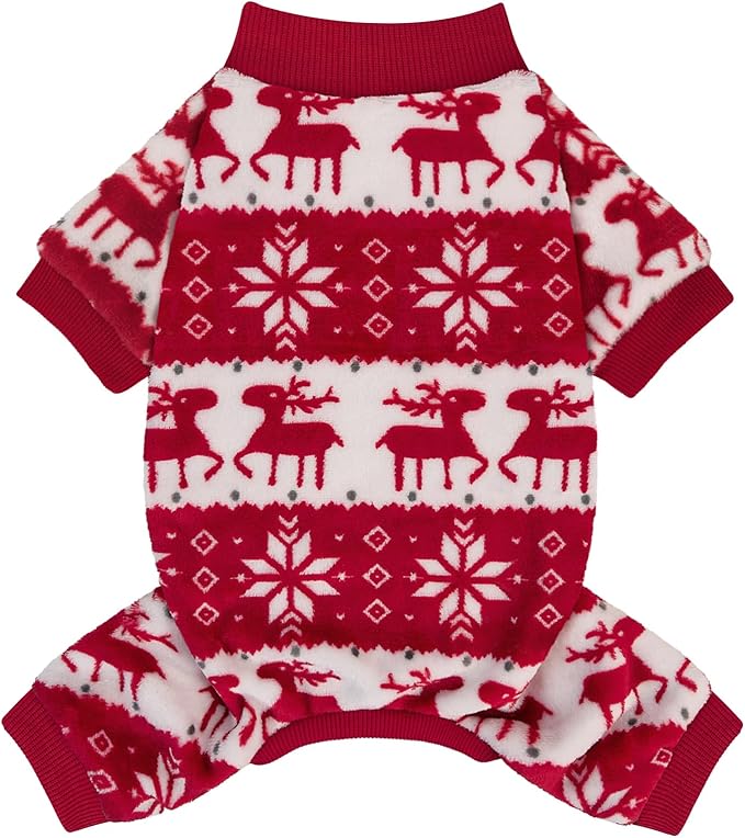 XPUDAC Christmas Dog Sweater Fleece Dog Pajamas for Small Medium Dogs Girl Boy Winter Puppy Clothes Holiday Puppy Onesie Cat Pjs Jammies, S