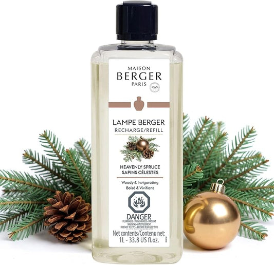 Maison Berger Heavenly Spruce Fragrance Refill – 1 Liter Catalytic Oil, Fresh Forest Scent, 160h Flameless Diffusion, Air Purifier for Lampe Berger Diffuser (33.8 Fluid Ounces)
