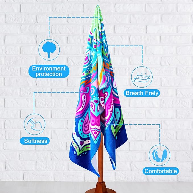 Genovega 2 Packs Oversized Beach Towel Set 36 x 72 in Large Big Pool Camping Swim Clearance Soft Towels Travel Essentials Accessories Vacation Necessities Adult Gifts Women Men Boho White Black
