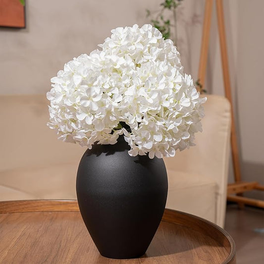Matte Black Metal Vase, 9.5 Inch Tall Oval Shaped Decorative Flower Vase for Tabletop, Minimalist Modern Home Décor, Centerpieces for Living Room, Dining Room, Wedding or Office