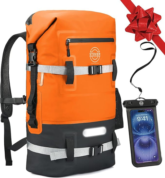 STOVER 5/10/25/30/40/55L Waterproof Dry Bag- Roll-Top Backpack w/Phone Case- Kayaking, Hiking, Camping, Boating- Men/Women