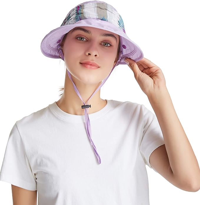 icolor Women Sun Hats UPF 50 Sun Protection Hat Summer Outdoor Neck Shield Flap Visor Hat Ponytail Hats Wide Brim Beach Hat
