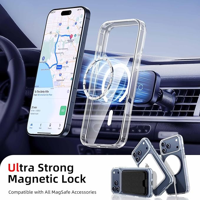 Ntwinro Magnetic for iPhone 17 Pro Max Clear Case (Compatible with MagSafe) with Black Detachable Wallet & Card Holder for 3 Cards [RFID Blocking] Military Grade Protective Slim Phone Cover