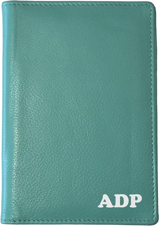 Personalized Monogrammed Turquoise Leather RFID Passport Wallet