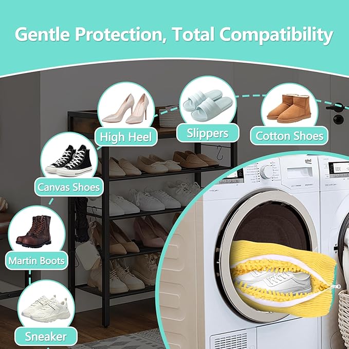 Shoe Washing Machine Bag, Shoe Cleaning Bag, Reusable Laundry Shoes Bag for Washer & Dryer Cleans & Protects All Shoes Types 2PCS (Yellow)