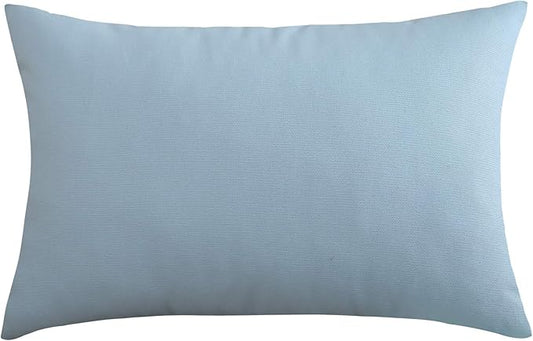 TangDepot Handmade Decorative Solid 100% Cotton Canvas Throw Pillow Covers/Pillow Shams, (12"x18", Light Blue)
