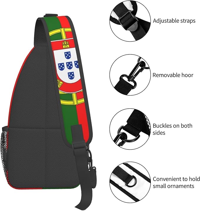 GJXFLSY Portugal Flag Sling Backpack Crossbody Bag Casual Chest Bags Travel Hiking Daypack Shoulder Bag for Women Men