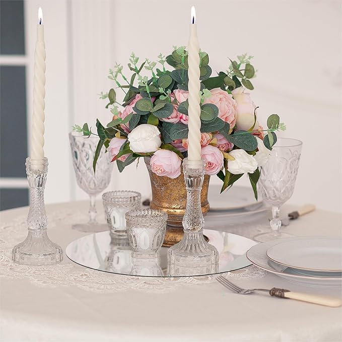 Round Acrylic Mirrors for Centerpieces 10 PCS Circle Mirror Candle Trays 8Inch 1.6mm Round Mirror Trays for Wall Decor,Table Centerpieces,Wedding Party Decorations(Acrylic Material)
