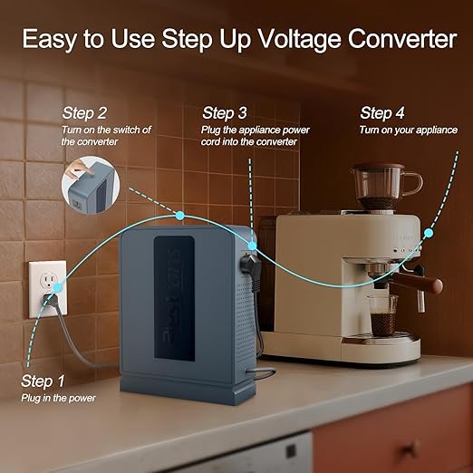 3000W Step Up Transformer 110v to 220v Converter, Heavy Duty Voltage Converter 110v to 220v with Dual Outlets, Overload Protection & Ultra-Quiet Design for Home Appliances, Grey Blue