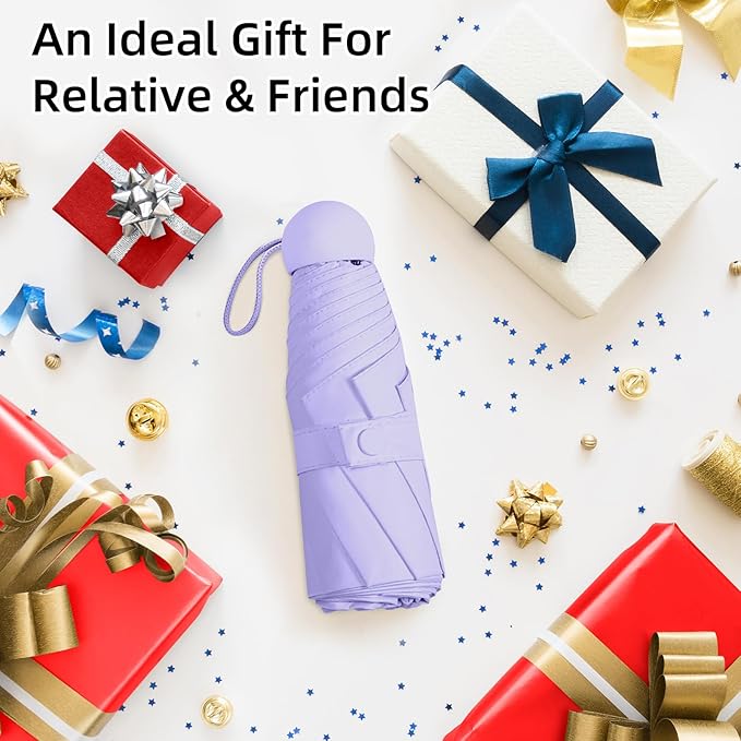 Travel Mini Compact Folding Umbrella with Case - UV Sun & Rain Protection, Lightweight Portable Pocket Umbrella for Women Men Kids, Fits Purse Backpack