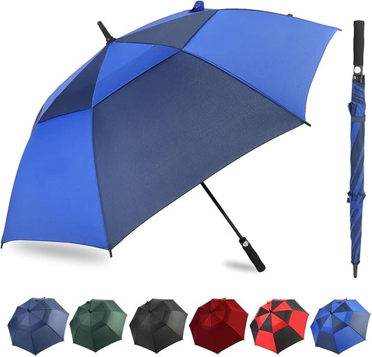 ZDSSM Automatic Open Golf Umbrella, 54/62/68/72 inch Extra Large Oversize Double Canopy Vented Stick Umbrellas, Windproof Waterproof Umbrella for Men And Women