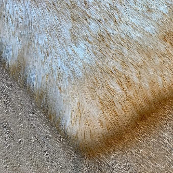 LAMBZY High Pile Super Soft Faux Sheepskin Rug (White/Brown, 3'x5')