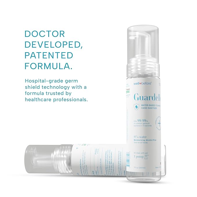 Well Before Guardelle, Alcohol-Free Foaming Hand Sanitizer - 97% Water, Non-Sticky Micro-Foam, 7 fl oz (Pack of 2)
