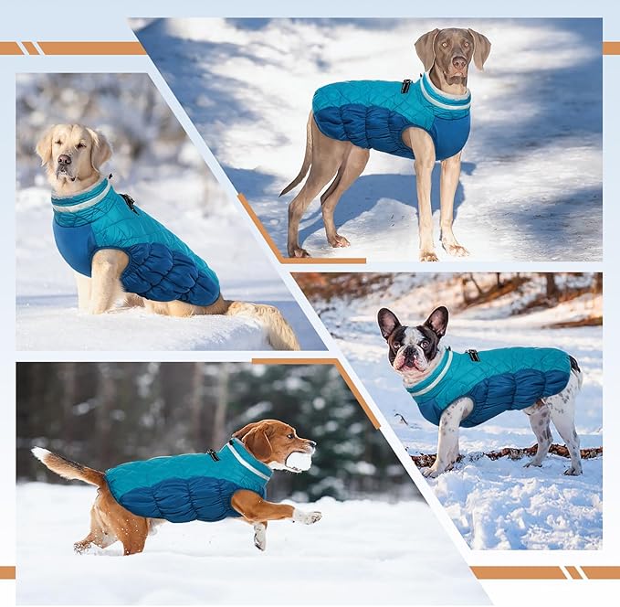 OUOBOB Dog Jackets for Medium Dogs,Medium Dog Coat,Warm Pet Winter Coat Zip Up Back,Waterproof Dogs Jacket with D-Ring,Pet Cold Weather Coats with Fleece Lined, Snowsuit Pug Boston Terrier,M