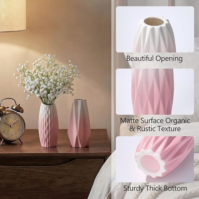 BEAHOT Ceramic Bud Vases Set of 12 – Gradient Pink and White Small Vases for Centerpieces – Elegant Mini White Bud Jars for Weddings, Home Decor, and Table Display – Perfect for Flowers and Gifts