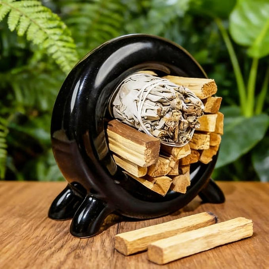 Ceramic Palo Santo Holder Incense Burner for Palo Santo & Sage Sticks, Energy Cleansing, Yoga, Meditation, Zen, Altar Decor & Aromatherapy - 5.5" L x 1.93" W x 5.3" H