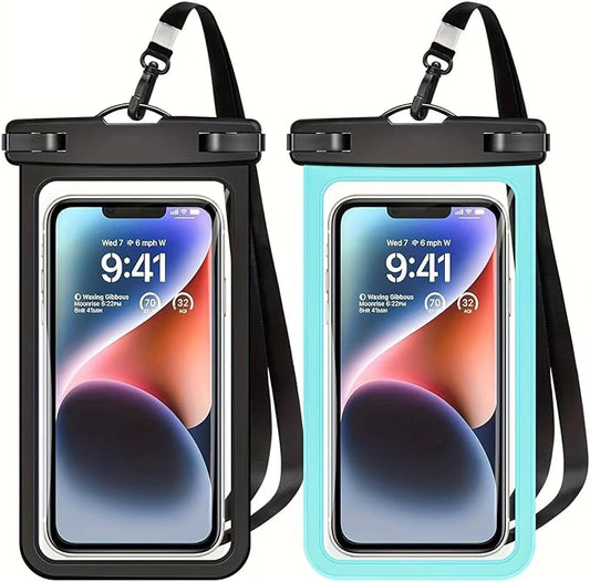 Floating IPX8 Waterproof Phone Case (2 Pack) – Universal Cellphone Dry Bag up to 7.2", Adjustable Lanyard, Touchscreen-Compatible, Perfect for Beach, Pool, Kayak, Cruise & Travel Adventures