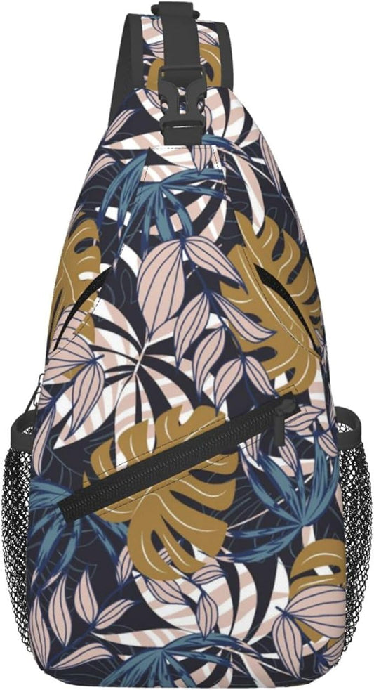 Hawaii Tropical Palm Sling Backpack Crossbody Bag Casual Chest Bags Travel Hiking Daypack Shoulder Bag for Women Men