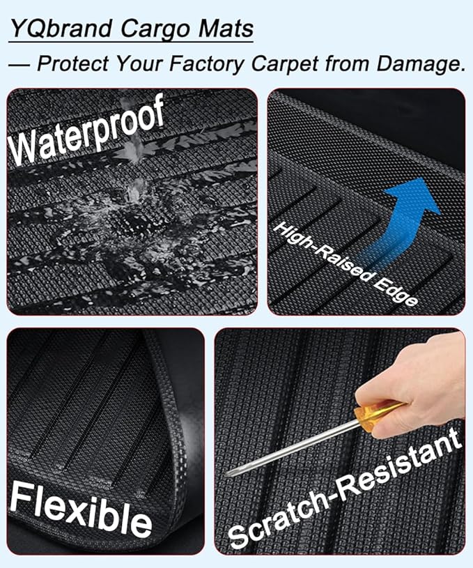Edge Cargo Liner - All-Weather 3D Custom-Fit Waterproof Compatible with Ford Edge 2015-2025 Models Non-Slip Durable Odorless TPO Trunk Tray Floor Mat with High-Raised Lip