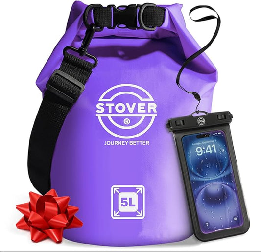 STOVER 5/10/25/30/40/55L Waterproof Dry Bag- Roll-Top Backpack w/Phone Case- Kayaking, Hiking, Camping, Boating- Men/Women