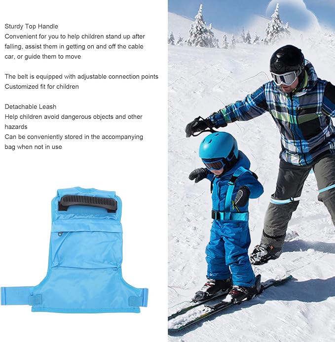 POENVFPO Kids Ski Harness, Adjustable Training Belt with Detachable Leash & Storage Backpack for Child Ski Learning Control
