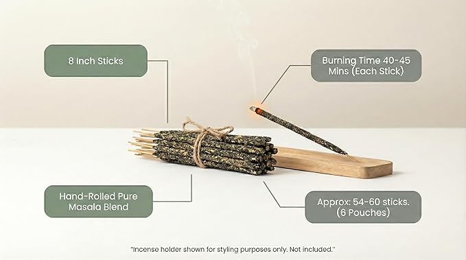 Satya Smudge Incense Stick – Hand-Rolled Indian Masala Incense for Meditation, Yoga & Spiritual Cleansing Pack of 6 (Smudge Sandalwood)