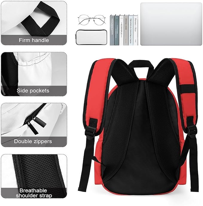 Poppy Red Backpack Adult Travel Daybag for Women Men College Backpack for Vacation Hiking Camping Bag