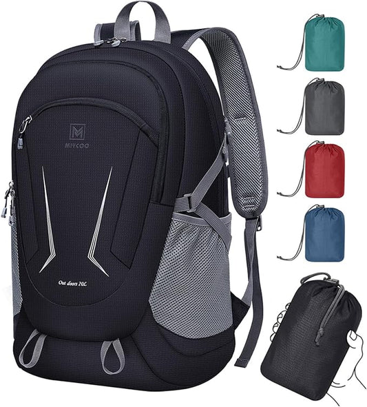 MIYCOO Backpack - Ultra Lightweight Packable Backpack for Travel Camping, 20L Hiking Back Pack Waterproof Foldable Daypack for Men Women Black