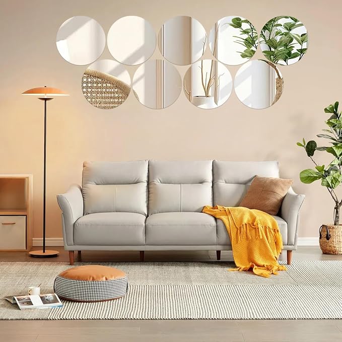 20 Pack Round Mirror Centerpieces for Tables, No Glass AcrylicCircle Mirror Table Centerpieces Mirror Tray Candle Plates for Wedding Table DecorationChristmas Home Decor (8inch)