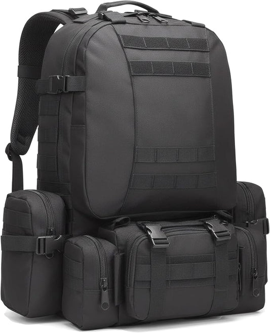 Military Tactical Backpack for Men 60L Waterproof Bug Out Bag Survival Rucksack Go Bag Emergency Molle System Army 3 Day Assault Pack for Hiking Hunting Camping Black