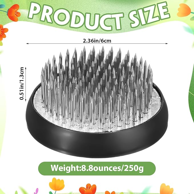 Sliner 16 Pieces Floral Frogs Round Flower Holder Japanese Ikebana Vase Kenzan Flower Arranger Floral Fixed Tools Pin for Arrangement Home DIY Craft (Silver,2.36 Inch)