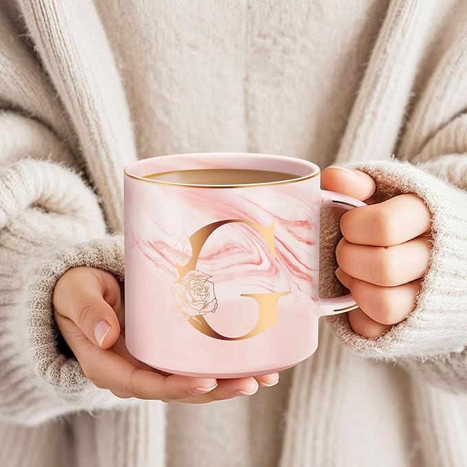 Valentines Day Gifts for Her, Anniversary Birthday Galentines Gifts for Women Mom Grandma Friend Sister Wife Teacher Coworker, Personalized Initial Customized Gift Monogrammed A-Z Coffee Mug 12 OZ(G)