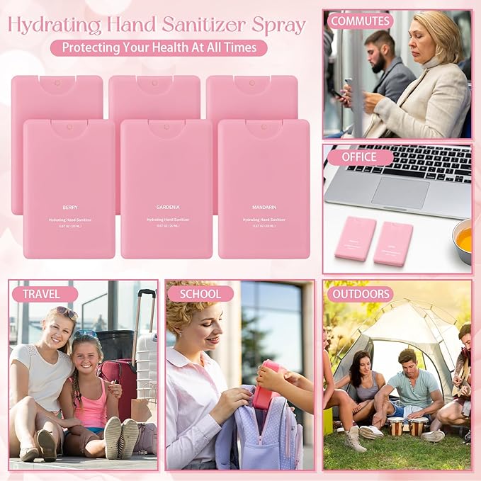 Dansib 24 Pcs Mini Hand Sanitizer Spray Bulk Travel Size Perfume Hand Sanitizer Spray Mist Pocket Hydrating Sanitizers Refillable for Women Adults Teacher Guests Coworker Christmas Party Favors
