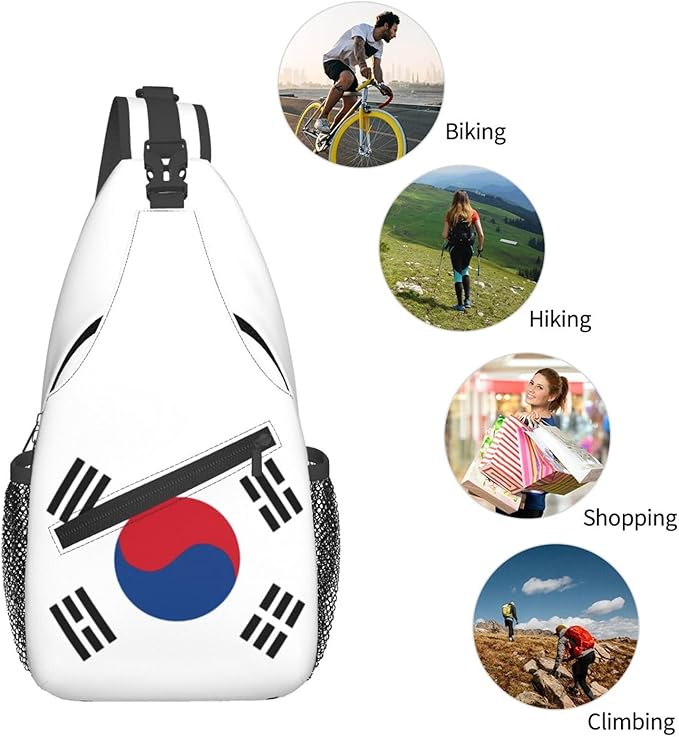 QFXUYNG South Korea Flag Adult Sling Bag Unisex Chest Bags Crossbody Backpack Casual Daypacks Shoulder Bag for Women Men Cycling Hiking Travel