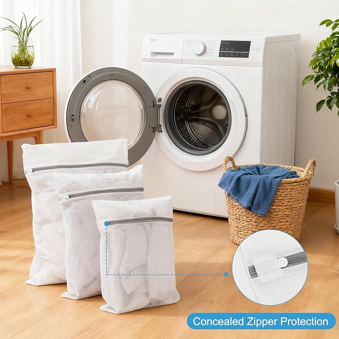 Shoe Washing Machine Bag - Laundry Shoe Bag (2-Pack) Includes 3 Laundry Bags, Reusable, Washer & Dryer Safe, 360° Deep Cleaning for All Shoe Types, Self-Locking Zipper(Yellow)