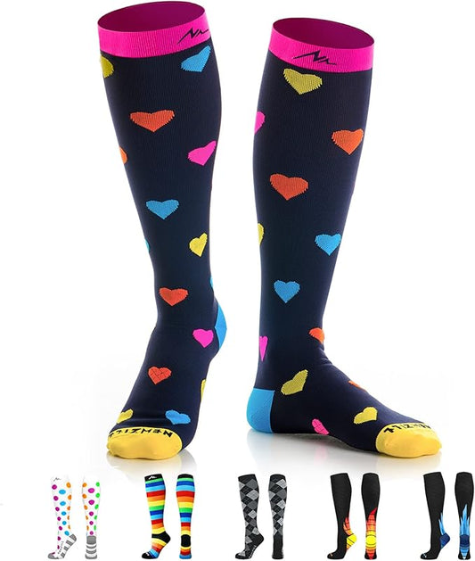NEWZILL Medical Compression Socks for Women & Men, 20-30 mmHg Knee-High Support for Circulation, All-Day Comfort for Work Travel Running Cycling and Fitness