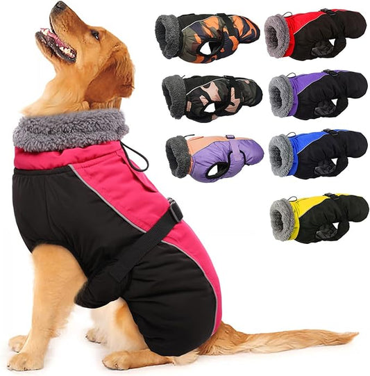 IECOii Extra Warm Dog Coat - Reflective Adjustable Jacket With Buckle Fleece Turtleneck for Cold Weather - Soft Winter Coat for Small Medium Extra Large Dogs