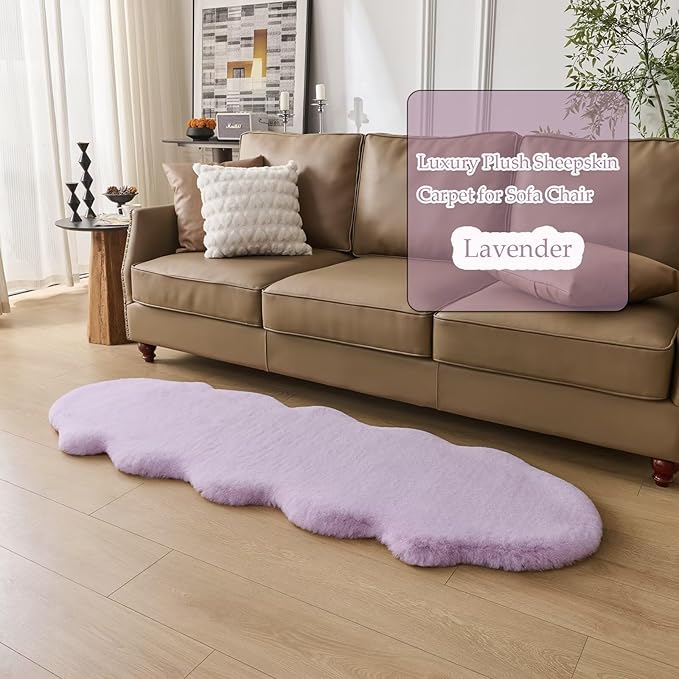 1700GSM Fuzzy Faux Sheepskin Fur Area Rug,Extra Soft Faux Fur Mat,Fluffy Shaggy Fur Rug for Bedroom Living Bedside Rug Room Decor-Lavender, 4 x6 ft