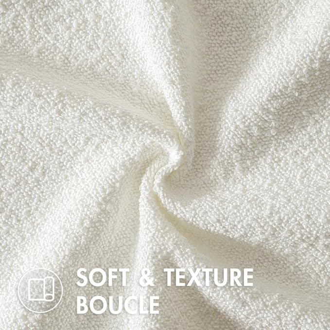 MIULEE 24x24 Decorative Euro Sham Throw Pillows for Bed Set of 2 Textured Boucle Neutral Winter Throw Pillow Covers White Accent Solid Couch Pillowcases Sofa Livingroom Home Decor