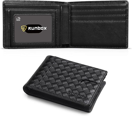 RUNBOX Wallet for Men Slim 11 Credit Card Holder Slots Leather RFID Blocking Small Thin Men's Wallet Bifold Minimalist Front Pocket Large Capacity Gift Box