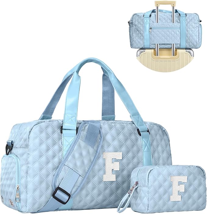 Elilier Gifts for Girls Age 10 11 12 13 14 15 16 17 18, Initial Travel Duffel Bag, Graduation Gifts for Her, Monogram Overnight Bag, Gift for Friend Sister Women gifts