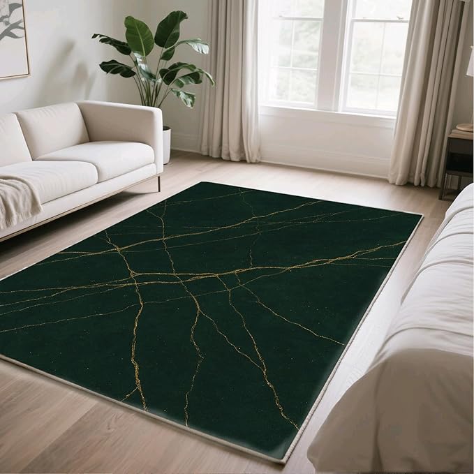 Luxury Marble Rug - 4x5 Rug, Abstract Marble Area Rugs, Modern Art Outdoor Rugs, Washable & Non Slip Carpet Home Decor