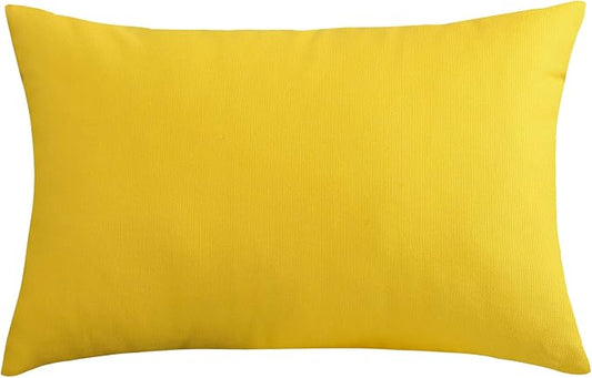 TangDepot Handmade Decorative Solid 100% Cotton Canvas Throw Pillow Covers/Pillow Shams, (12"x18", Yellow)