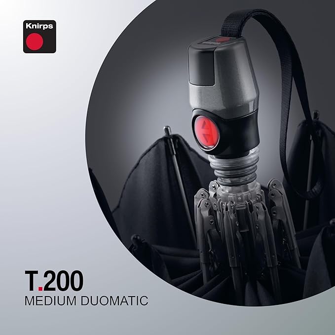 Knirps T.200 Duomatic Compact Rain Umbrella in Peacock Green – Wind Tunnel Tested to 93 mph, Aluminum Steel Fiberglass Frame, 38in Canopy, OEKO-TEX, High-Performance Automatic Travel Umbrellas