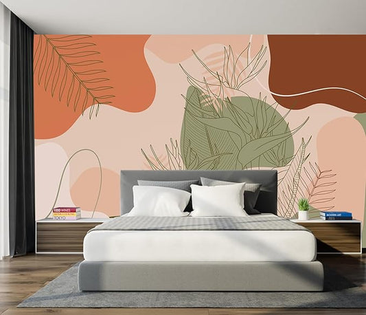 Tropical Wallpaper Abstract Botanical Leaf Wall Mural for Living Room Bedroom（Not Peel and Stick）